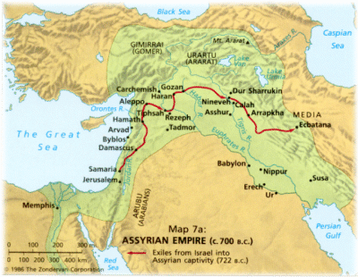 Map of Assyria 700 B.C.